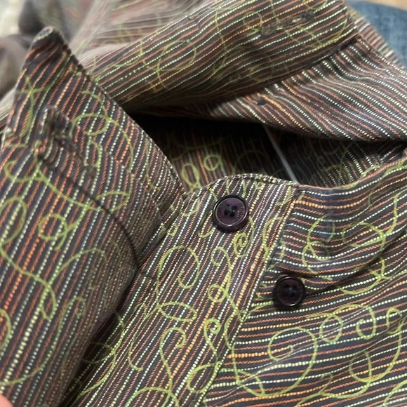 Road striped and textured multicolored button down shirt w/pocket size XL - Picture 9 of 9